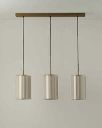 Industville - Bude Cylinder 3 Wire Cluster Pendant Light - Linen & Clear Glass - thumbnail 5