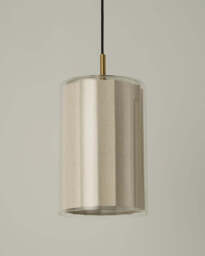 Industville - Bude Cylinder 3 Wire Cluster Pendant Light - Linen & Clear Glass - thumbnail 7