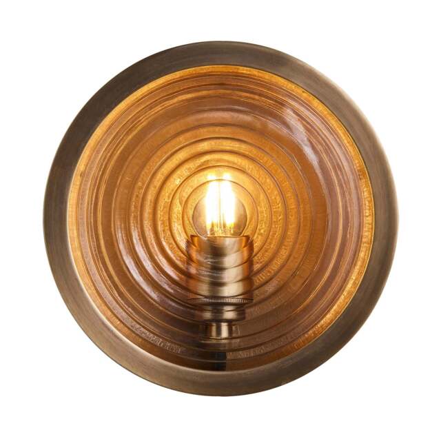 Industville - Bulkhead Outdoor & Bathroom Round Wall Light - Ripple Glass - image 1
