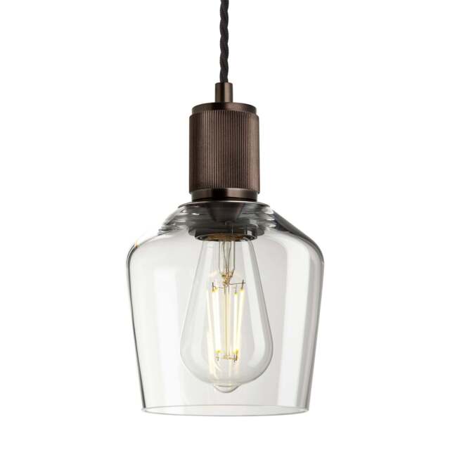 Industville - Ribbed Glass Schoolhouse Pendant - 5.5 Inch - image 1