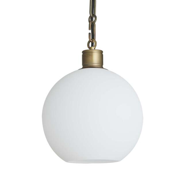 Industville - Albany Glass Globe Pendant Light - 9 Inch - Opal - Chain Holder - image 1