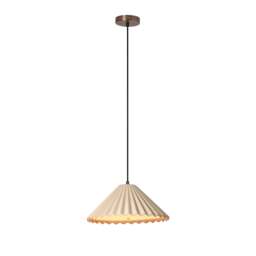 Industville - Wycombe Ceramic Umbrella Pleated Pendant Light - Natural - thumbnail 5
