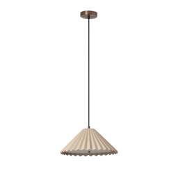 Industville - Wycombe Ceramic Umbrella Pleated Pendant Light - Natural - thumbnail 4