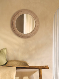 Industville - Raffia Round Wall Mirror - 33 Inch -Natural - thumbnail 4