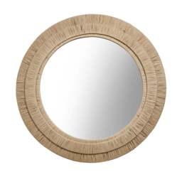 Industville - Raffia Round Wall Mirror - 33 Inch -Natural - thumbnail 1