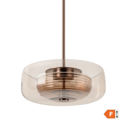 Industville - Selby Layered Glass Round Pendant Light - Mocha - Bronze - thumbnail 1