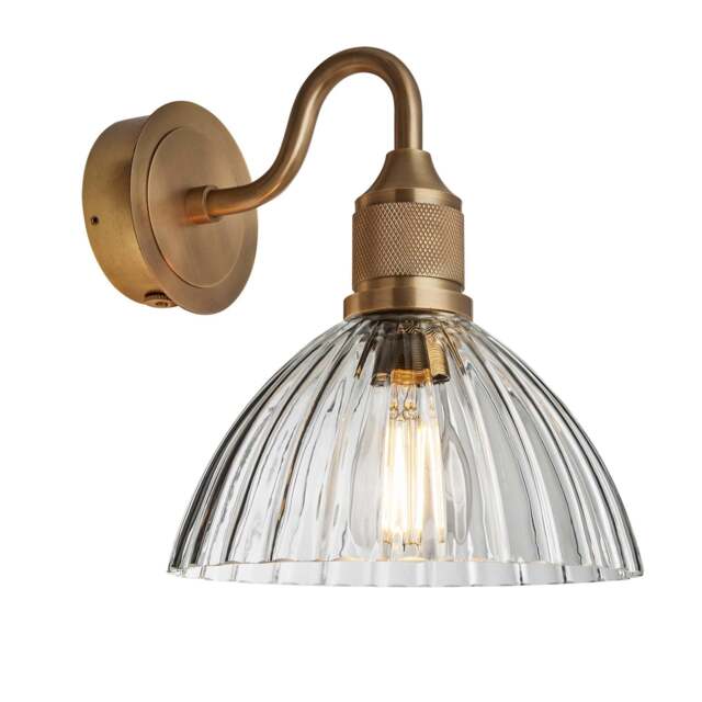 Industville - Noho Glass Ribbed Dome Swan Neck Wall Light - 8 Inch - image 1