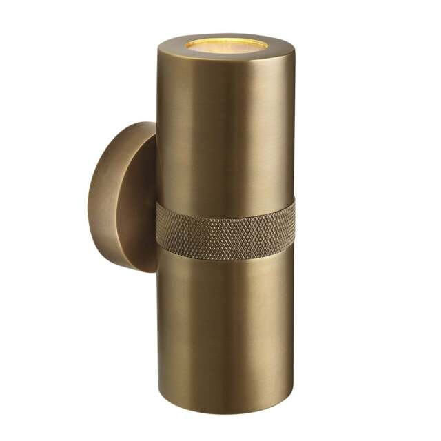 Industville - Knurled Outdoor & Bathroom Up Down Spot Light - Brass - image 1
