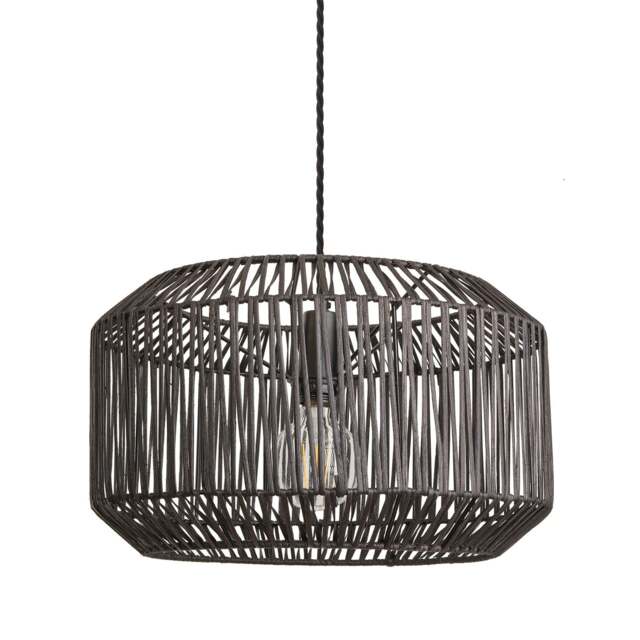 Industville - Boho Rattan Ceiling Pendant - 18 Inch - Drum - image 1