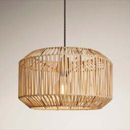 Industville - Boho Rattan Ceiling Pendant - 18 Inch - Drum - thumbnail 5
