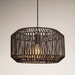 Industville - Boho Rattan Ceiling Pendant - 18 Inch - Drum - thumbnail 7