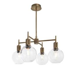 Industville - Henley 4 Arm Pendant Light - Glass Globe 7 Inch - thumbnail 2