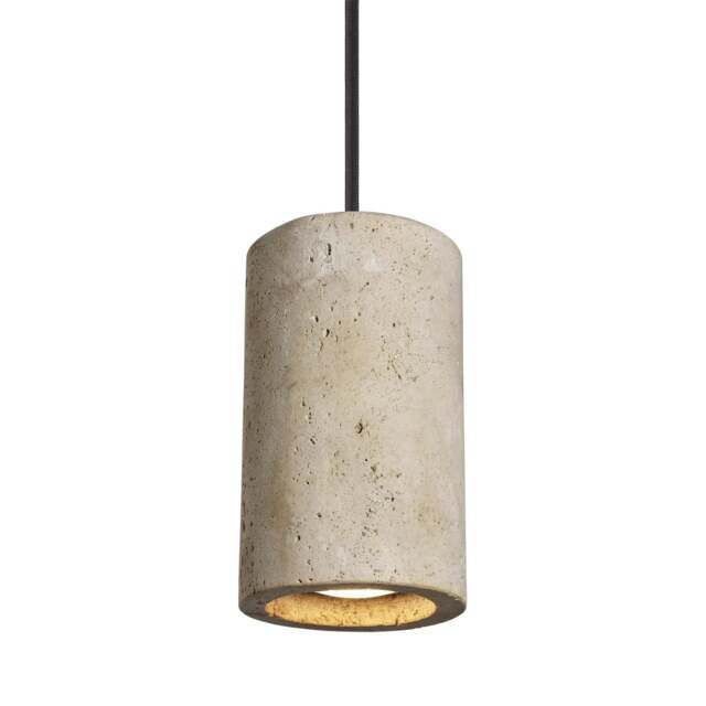 Industville - Travertine Stone Cylinder Pendant Light - 4 inch - Natural - image 1