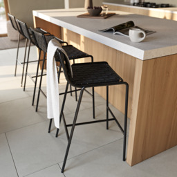 Industville - Berkley Black Metal Counter Height Stool - Black Leather - thumbnail 4
