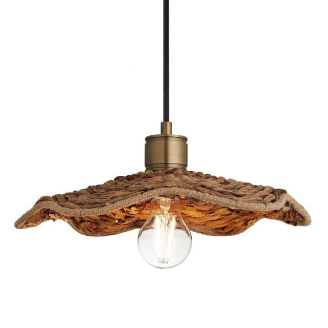 Industville - Albany Sea Grass Fluted Slope Pendant Light - 12 Inch - Natural - image 1