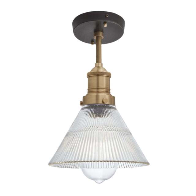 Industville - Brooklyn Glass Funnel Flush Mount - 7 Inch -  Brass Holder - image 1
