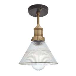 Industville - Brooklyn Glass Funnel Flush Mount - 7 Inch -  Brass Holder - thumbnail 1