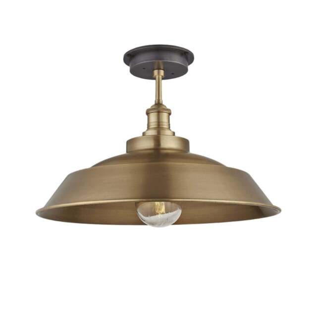 Industville - Brooklyn Outdoor & Bathroom Brass Step Flush Mount - Tube Glass - 16 Inch - image 1