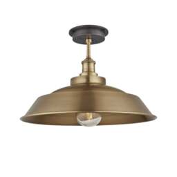 Industville - Brooklyn Outdoor & Bathroom Brass Step Flush Mount - Tube Glass - 16 Inch - thumbnail 1