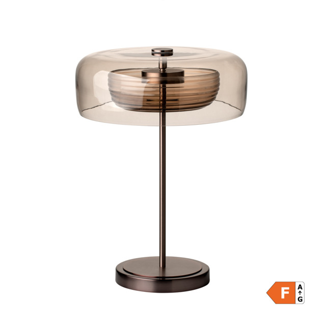Industville - Selby Layered Glass Round Table Lamp - Mocha - Bronze - image 1