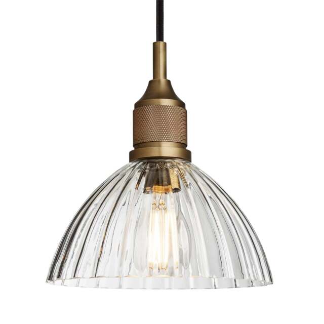 Industville - Noho Glass Ribbed Dome Pendant Light - 8 Inch - image 1