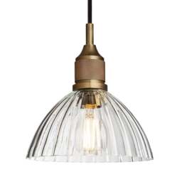 Industville - Noho Glass Ribbed Dome Pendant Light - 8 Inch - thumbnail 1
