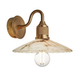 Industville - Noho Alabaster Fluted Slope Swan Neck Wall Light - 9 Inch - thumbnail 1