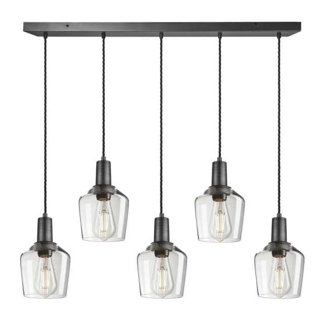 Industville - Sleek Glass Schoolhouse 5 Wire Cluster Lights - 5.5 inch - Clear - image 1