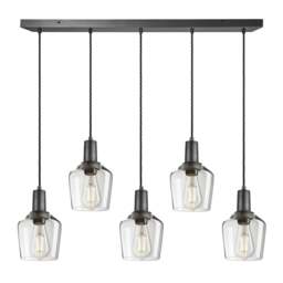 Industville - Sleek Glass Schoolhouse 5 Wire Cluster Lights - 5.5 inch - Clear - thumbnail 1