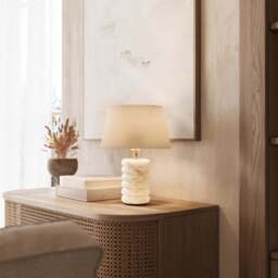 Industville - Alabaster Stone Dual Lit Table Lamp - thumbnail 3