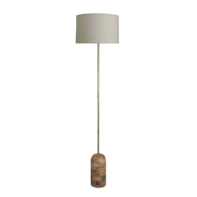 Industville - Maribo Wooden Cone Floor Lamp - Natural & Brass - image 1