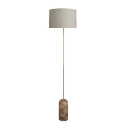 Industville - Maribo Wooden Cone Floor Lamp - Natural & Brass - thumbnail 1