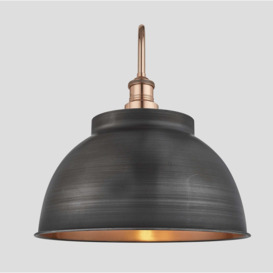 Swan Neck Outdoor & Bathroom Dome Wall Light - 17 Inch - Pewter & Copper