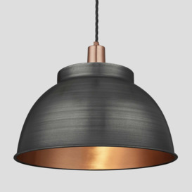 Sleek Dome Pendant - 17 Inch - Pewter & Copper
