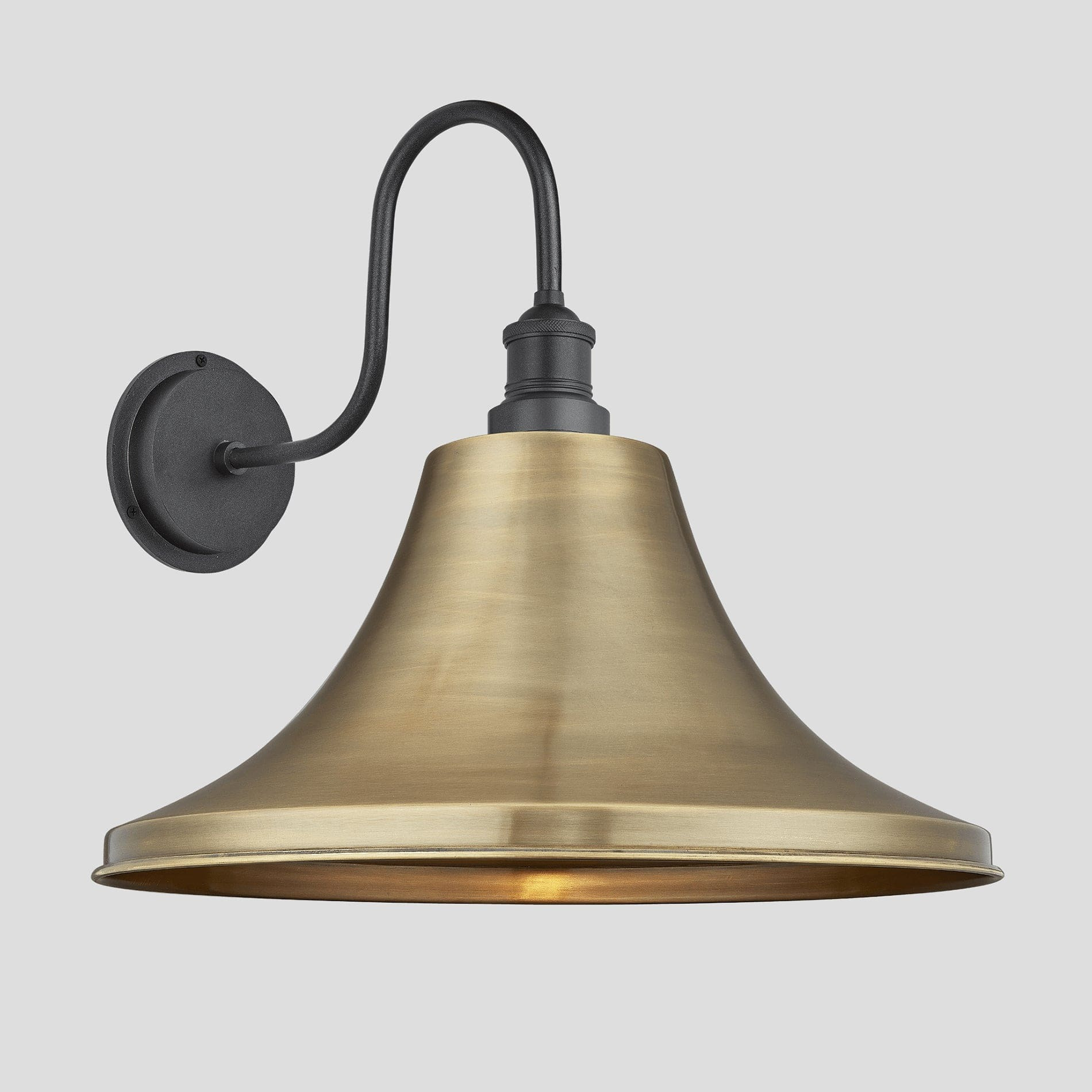 Swan Neck Outdoor & Bathroom Giant Bell Wall Light - 20 Inch – Brass