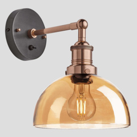 Brooklyn Tinted Glass Dome Wall Light - 8 Inch - Amber