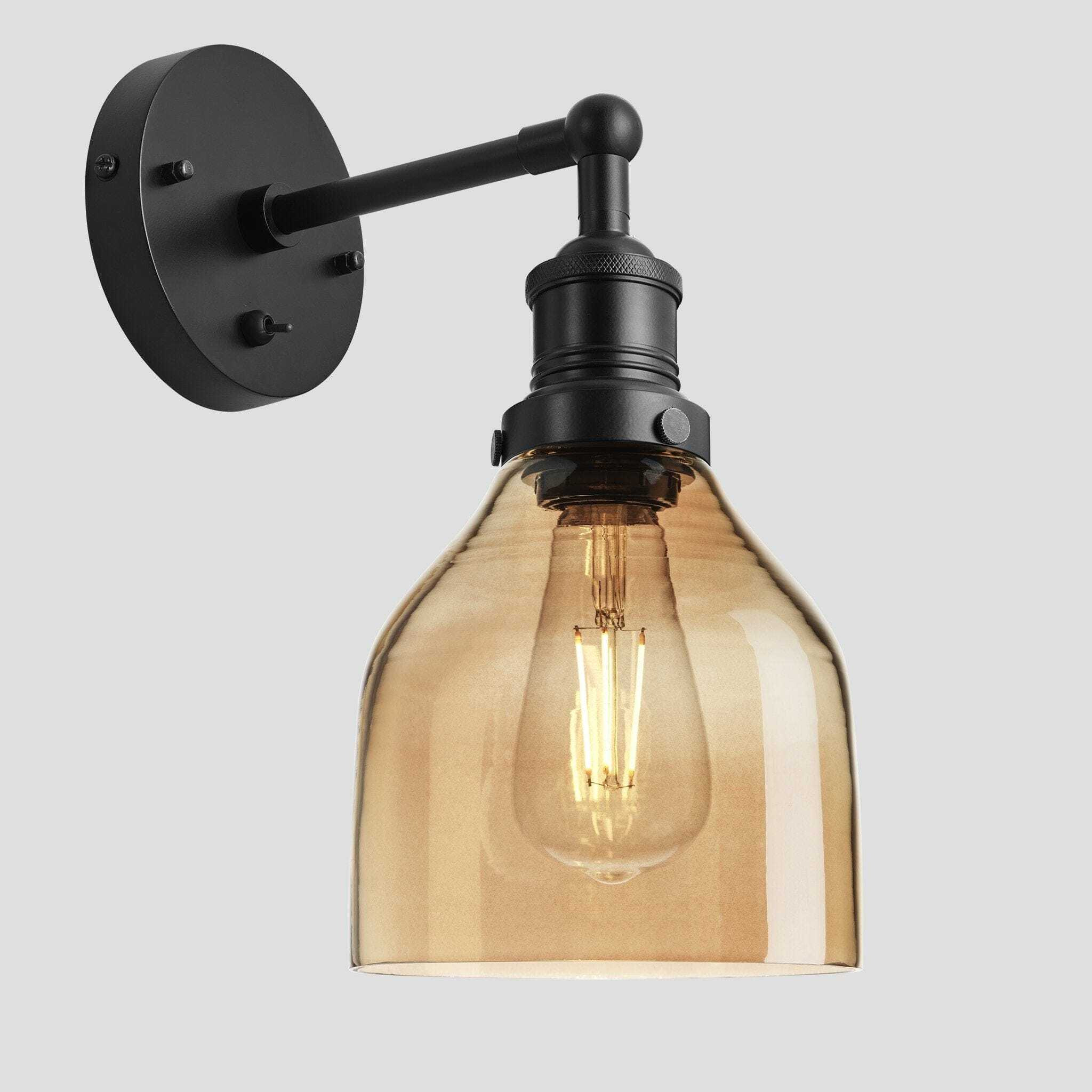 Brooklyn Tinted Glass Cone Wall Light - 6 Inch - Amber