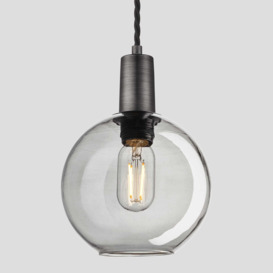 Industville - Sleek Tinted Glass Globe Pendant - 7 Inch - Smoke Grey - thumbnail 2