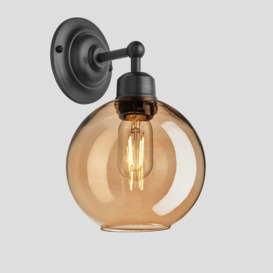 Orlando Tinted Glass Globe Wall Light - 7 Inch - Amber