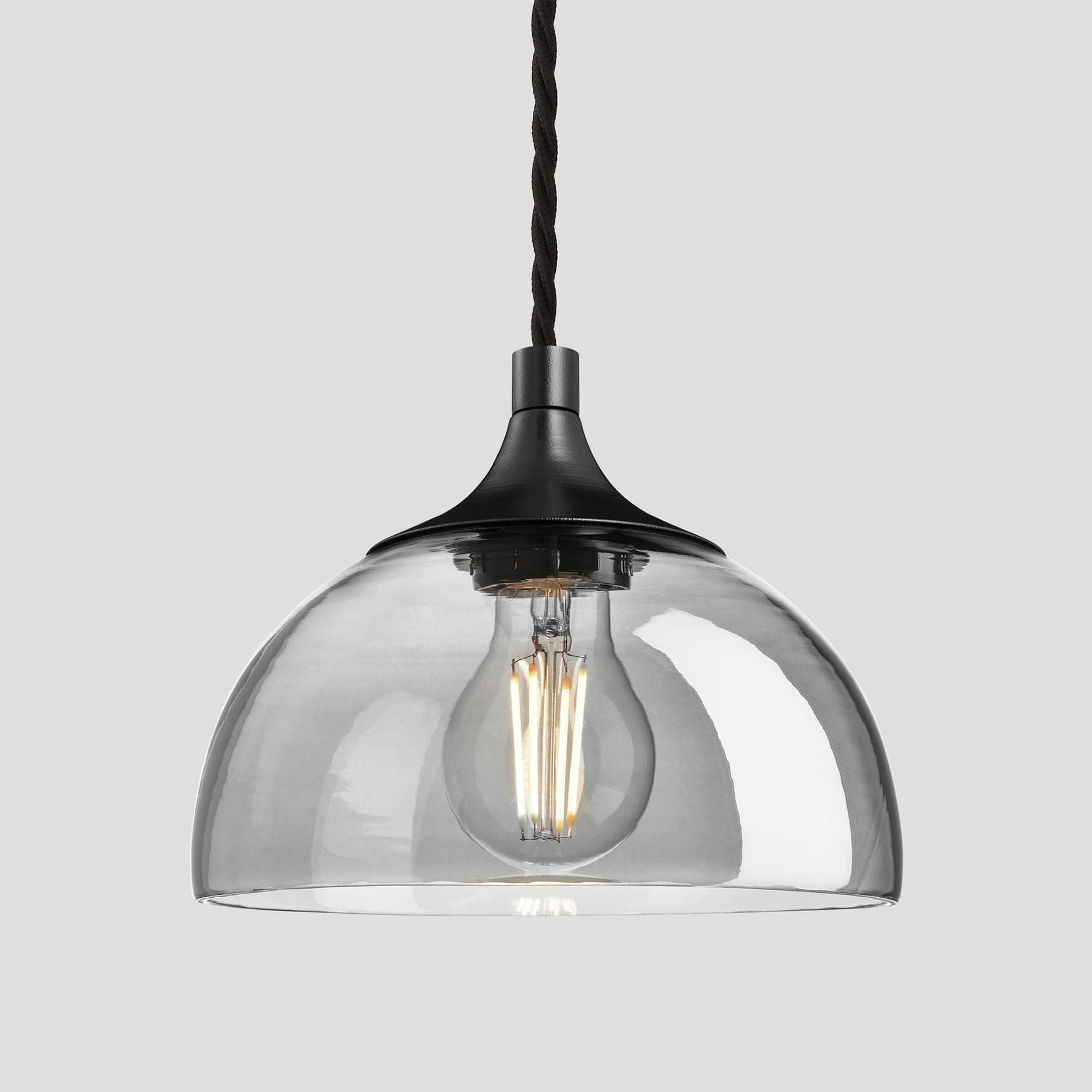 Industville - Chelsea Tinted Glass Dome Pendant Light - 8 Inch - Smoke Grey - image 1