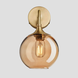 Chelsea Tinted Glass Globe Wall Light - 7 Inch - Amber