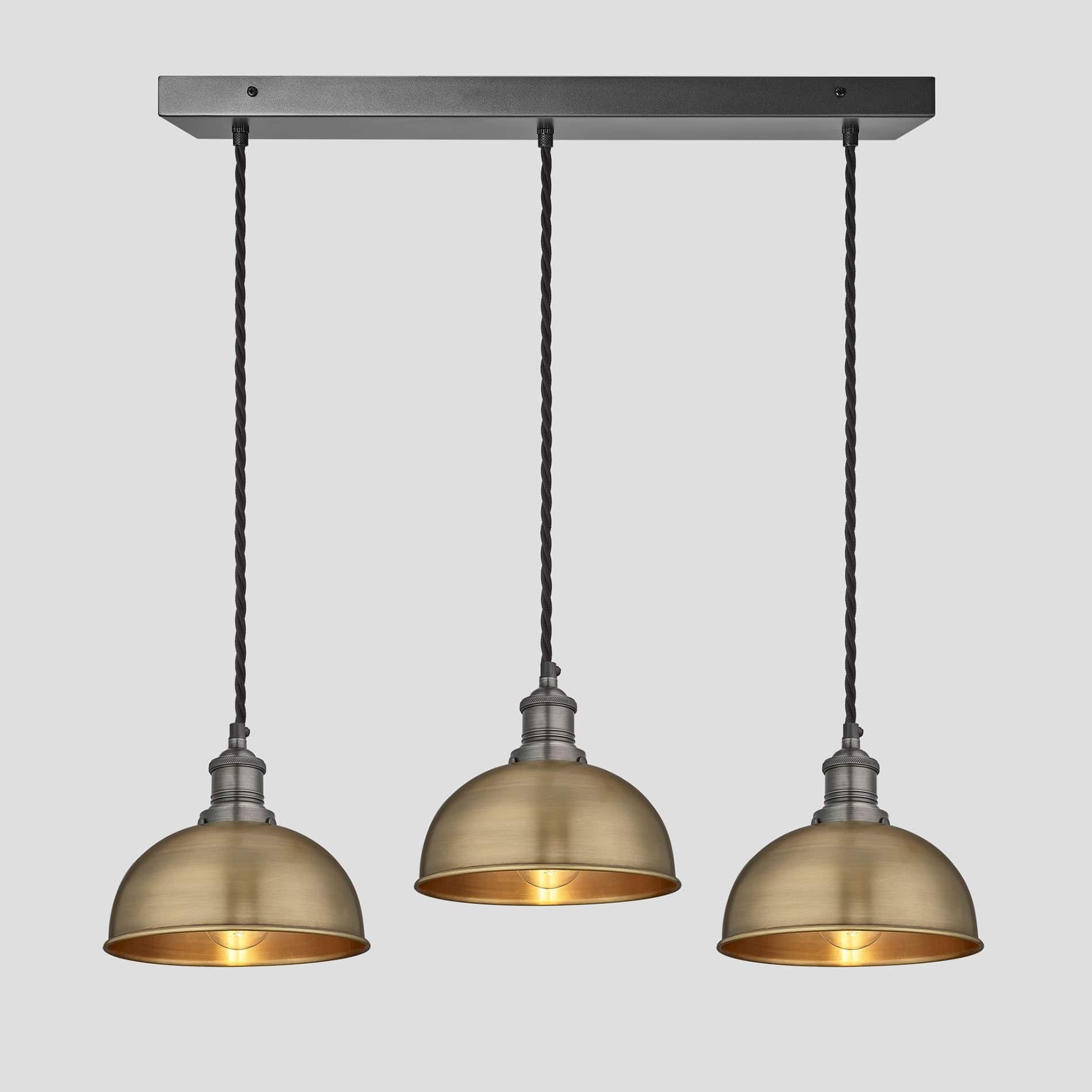 Brooklyn Dome 3 Wire Cluster Lights - 8 inch - Brass