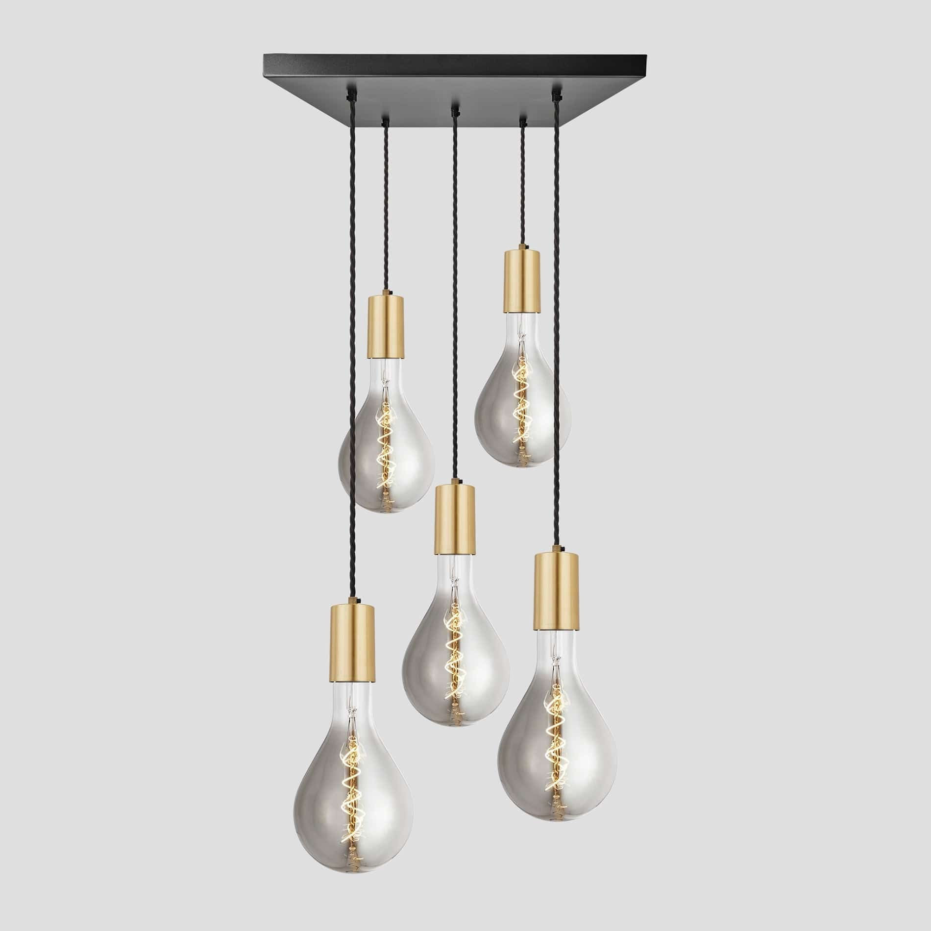 Sleek Large Edison Square Cluster Lights - 5 Wire – Brass