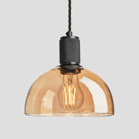 Industville - Knurled Tinted Glass Dome Pendant Light - 8 Inch - Amber - thumbnail 2