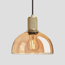 Industville - Knurled Tinted Glass Dome Pendant Light - 8 Inch - Amber - thumbnail 3