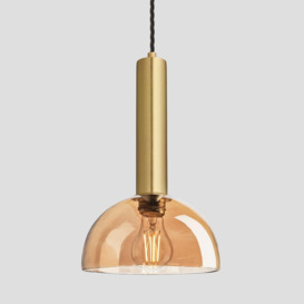 Industville - Sleek Cylinder Tinted Glass Dome Pendant Light - 8 Inch - Amber - thumbnail 3
