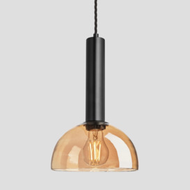 Sleek Cylinder Tinted Glass Dome Pendant Light - 8 Inch - Amber