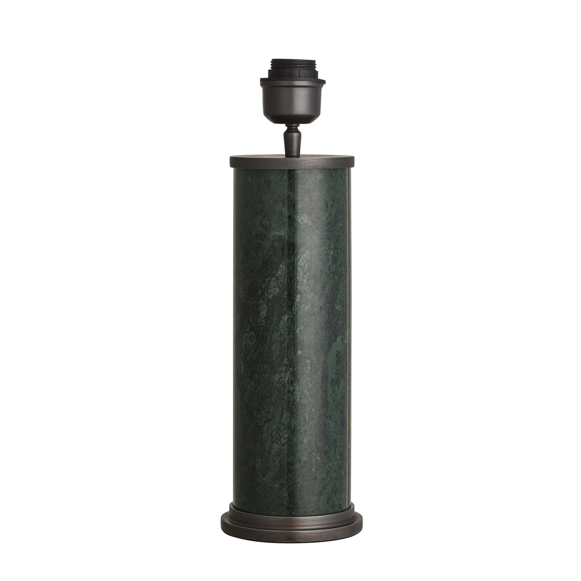 Marble Pillar Cylinder Table Lamp - Green with Pewter - Base Only