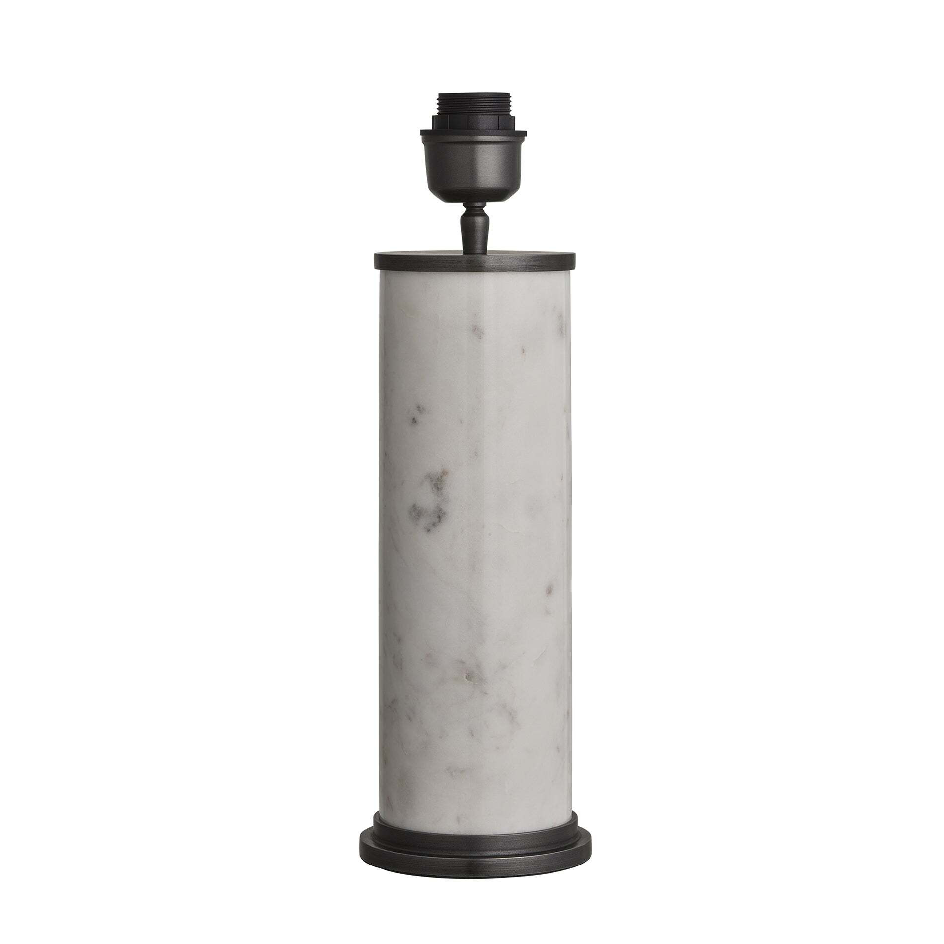 Industville - Marble Pillar Cylinder Table Lamp - White with Pewter - Base Only