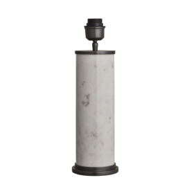 Marble Pillar Cylinder Table Lamp - White with Pewter - Base Only
